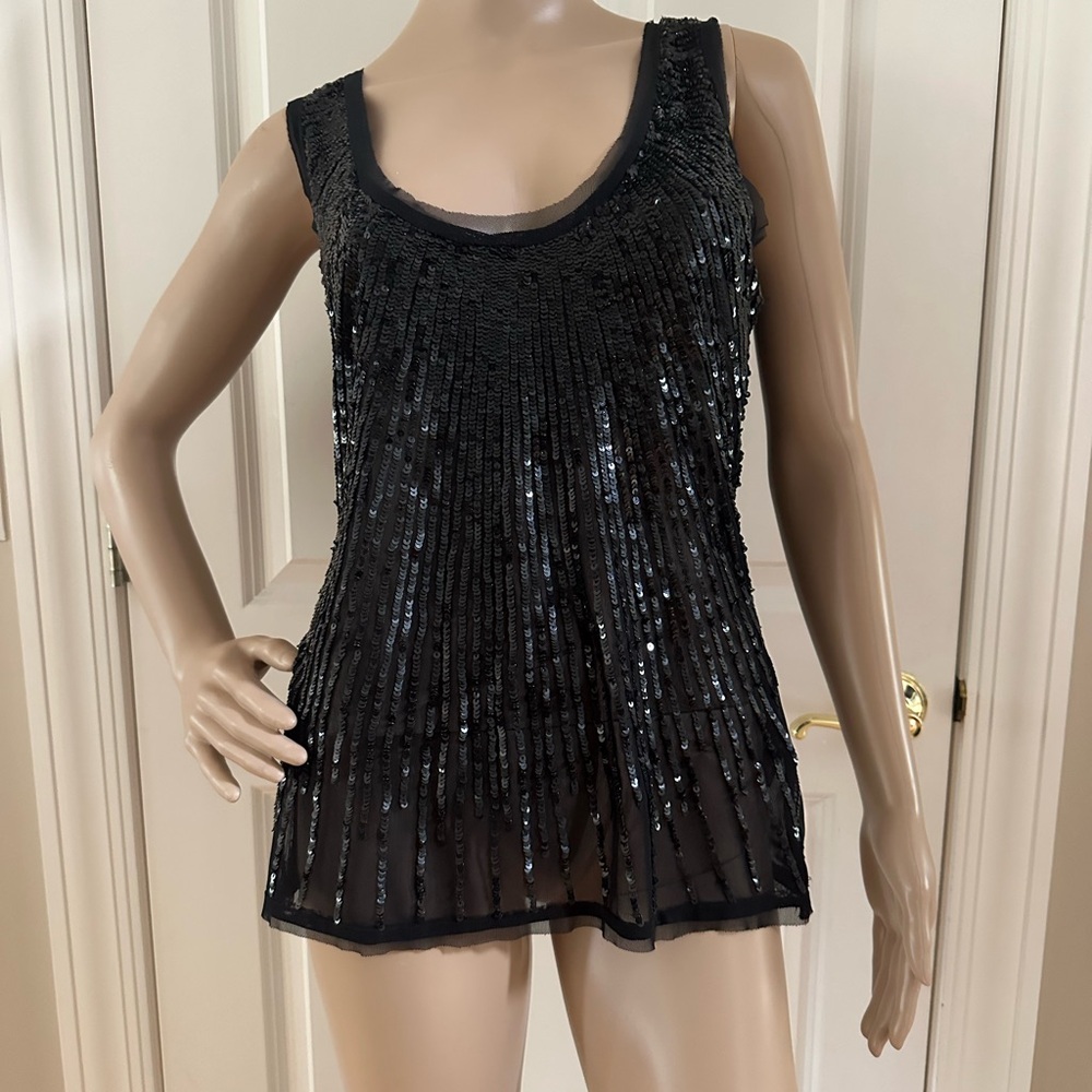 Elegant Black Sequin Tank Top